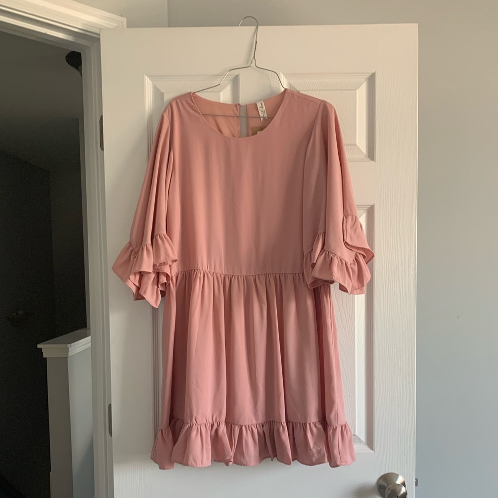 Pink Open Sleeve Dress